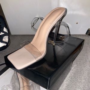 Clear strap stiletto heeled sandals